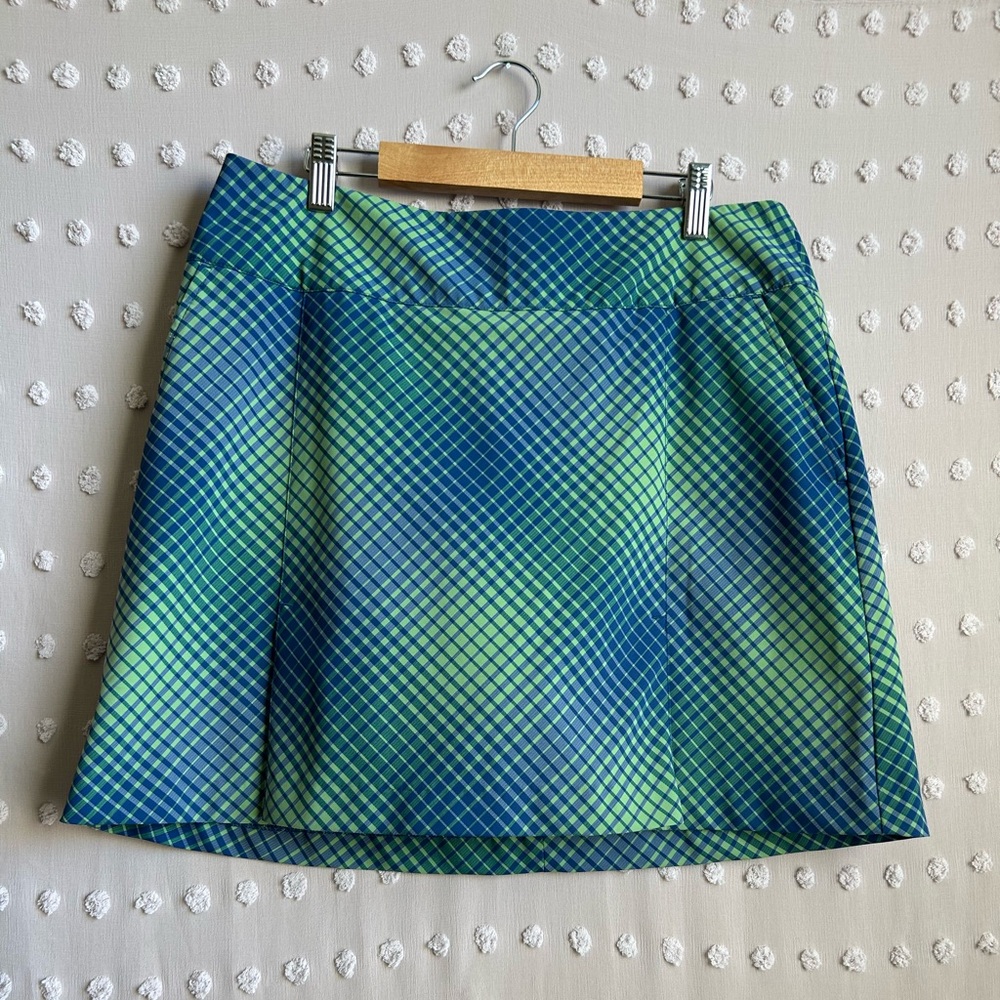 Nike Women’s‎ Dri-Fit Golf Skort Plaid Sz 10 Green Blue